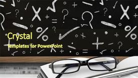  Presentation with maths doodle - Audience pleasing PPT theme consisting of plus minus - maths doodle against blackboard backdrop and a wine colored foreground