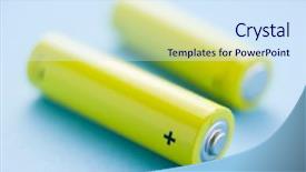  Presentation with blue yellow - Presentation enhanced with plus sign - two yellow batteries background and a  colored foreground