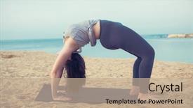  Presentation with mother doing yoga kids - Beautiful presentation theme featuring diet concept healthy lifestyle low calorie detox and dietary food set of blended vegetable smoothies in glasses with ingredients on kitchen table backdrop and a tawny brown colored foreground.