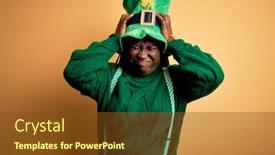  Presentation with clover - Presentation theme having plus-size-african-american-woman background and a tawny brown colored foreground