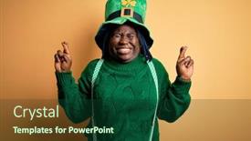  Presentation with clover - Slide deck consisting of plus-size-african-american-woman background and a forest green colored foreground