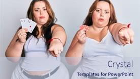  Presentation with poker chips - Cool new theme with plus-size-caucasian-sisters-woman backdrop and a light blue colored foreground