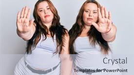  Presentation with sing - PPT theme consisting of plus-size-caucasian-sisters-woman background and a lemonade colored foreground