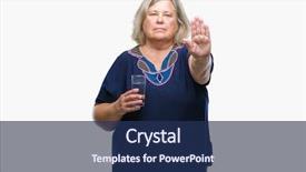  Presentation with child drinking water from glass - Presentation enhanced with plus size caucasian woman drinking background and a navy blue colored foreground