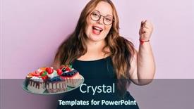  Presentation with victory - Slide set consisting of plus-size-caucasian-young-woman background and a navy blue colored foreground