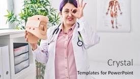  Presentation with cervical - Slide set having plus-size-doctor-woman-wit background and a light gray colored foreground