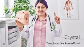 Presentation with cervical - PPT theme featuring plus-size-doctor-woman-wit background and a light gray colored foreground