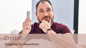  Presentation with beard - Presentation design having plus-size-hispanic-man background and a  colored foreground