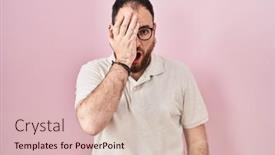  Presentation with face pain - Slide deck enhanced with plus-size-hispanic-man background and a  colored foreground