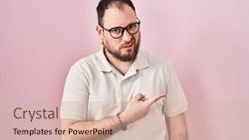  Presentation with forefinger - PPT theme featuring plus-size-hispanic-man background and a soft green colored foreground