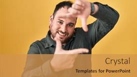  Presentation with creativity - PPT layouts consisting of plus-size-hispanic-man background and a gold colored foreground