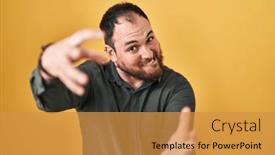  Presentation with yelling - Slide set enhanced with plus-size-hispanic-man background and a gold colored foreground