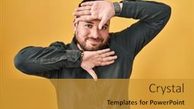  Presentation with beard - Slide set consisting of plus-size-hispanic-man background and a gold colored foreground