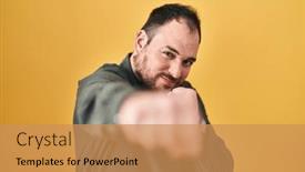  Presentation with plus size fashion model - Presentation design enhanced with plus-size-hispanic-man background and a coral colored foreground