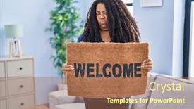  Presentation with hispanic - Presentation theme with plus-size-hispanic-woman-holding background and a  colored foreground