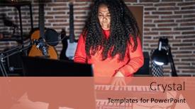  Presentation with piano - Presentation design enhanced with plus-size-hispanic-woman-playing background and a  colored foreground