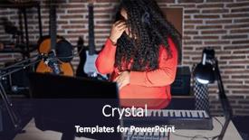  Presentation with piano - Presentation design with plus-size-hispanic-woman-playing background and a wine colored foreground