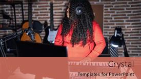  Presentation with music studio - PPT theme consisting of plus-size-hispanic-woman-playing background and a coral colored foreground