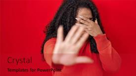  Presentation with woman sad - PPT layouts consisting of plus-size-hispanic-woman-standing background and a  colored foreground