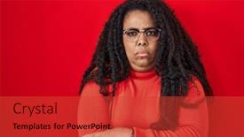  Presentation with negative - PPT theme having plus-size-hispanic-woman-standing background and a red colored foreground