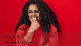  Presentation with thinking - Presentation theme having plus-size-hispanic-woman-standing background and a crimson colored foreground