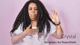  Presentation with plus size fashion model - PPT theme with plus-size-hispanic-woman-standing background and a soft green colored foreground