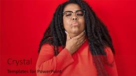  Presentation with sore throat - PPT theme featuring plus-size-hispanic-woman-standing and a crimson colored foreground