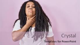  Presentation with sore throat - Presentation consisting of plus-size-hispanic-woman-standing and a soft green colored foreground