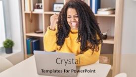  Presentation with hispanic - Presentation theme featuring plus-size-hispanic-woman-using background and a coral colored foreground