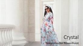  Presentation with maxi - Audience pleasing slides consisting of plus size model wearing floral backdrop and a light gray colored foreground