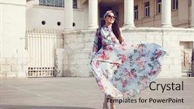  Presentation with city street - Slides having plus size model wearing floral background and a light gray colored foreground