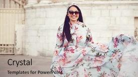  Presentation with maxi - Cool new slides with plus size model wearing floral backdrop and a light gray colored foreground