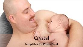  Presentation with children safety - PPT theme having plus size strong father background and a  colored foreground