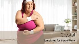  Presentation with home - Slide deck having plus-size-woman-holding and a coral colored foreground