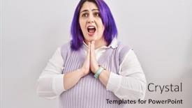  Presentation with praying hands - Presentation having plus-size-woman-wit-purple background and a light gray colored foreground