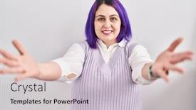  Presentation with happiness - Theme with plus-size-woman-wit-purple background and a light gray colored foreground