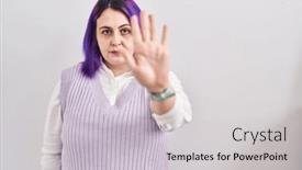  Presentation with sing - PPT layouts having plus-size-woman-wit-purple background and a light gray colored foreground