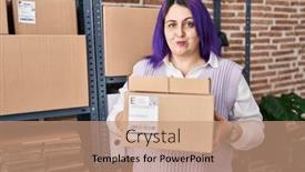  Presentation with purple business - Slide deck having plus-size-woman-wit-purple background and a coral colored foreground