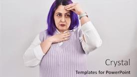 Presentation with flu virus - Presentation theme consisting of plus-size-woman-wit-purple background and a light gray colored foreground
