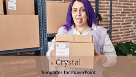  Presentation with purple business - Slide set having plus-size-woman-wit-purple background and a coral colored foreground