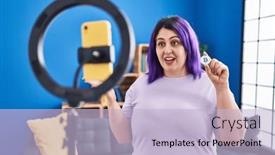  Presentation with purple - Presentation enhanced with plus-size-woman-wit-purple background and a light blue colored foreground