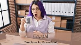  Presentation with purple business - Theme consisting of plus-size-woman-wit-purple background and a coral colored foreground