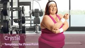 Presentation with injury - Presentation enhanced with plus-size-woman and a violet colored foreground