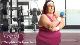  Presentation with sports injury - Presentation featuring plus-size-woman background and a violet colored foreground
