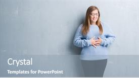  Presentation with grey - Colorful presentation theme enhanced with plus size women - young adult woman over grey backdrop and a light blue colored foreground