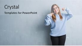  Presentation with grey - Cool new presentation design with plus size women - young adult woman over grey backdrop and a  colored foreground