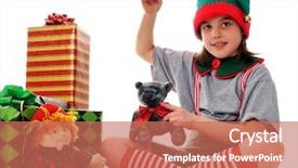  Presentation with christmas elf - Cool new presentation with elves workshop - christmas elf sewing a plush backdrop and a coral colored foreground