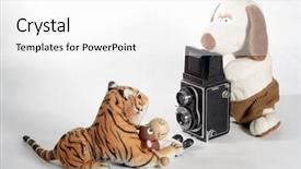  Presentation with homework - Presentation theme enhanced with plushy photographer with model - unauthorized background and a white colored foreground