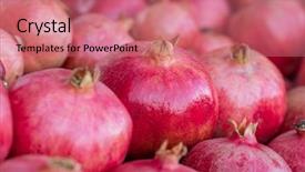  Presentation with focus group - Colorful presentation theme enhanced with pmegranate - group of pomegranates pomegranate closeup backdrop and a coral colored foreground