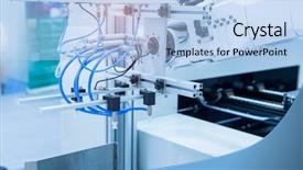  Presentation with industrial automation - Presentation design enhanced with pneumatic piston sucker unit background and a light blue colored foreground